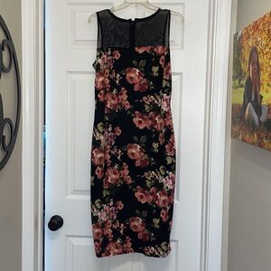 Piphany Black Floral Queens Dress, NWT